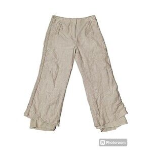Jason Wu Linen Blend Tan Khaki High Rise Trousers Braid Accent 6 Cropped